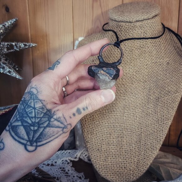 Electroformed Rutilated Quartz Pendant - Picture 5 of 7